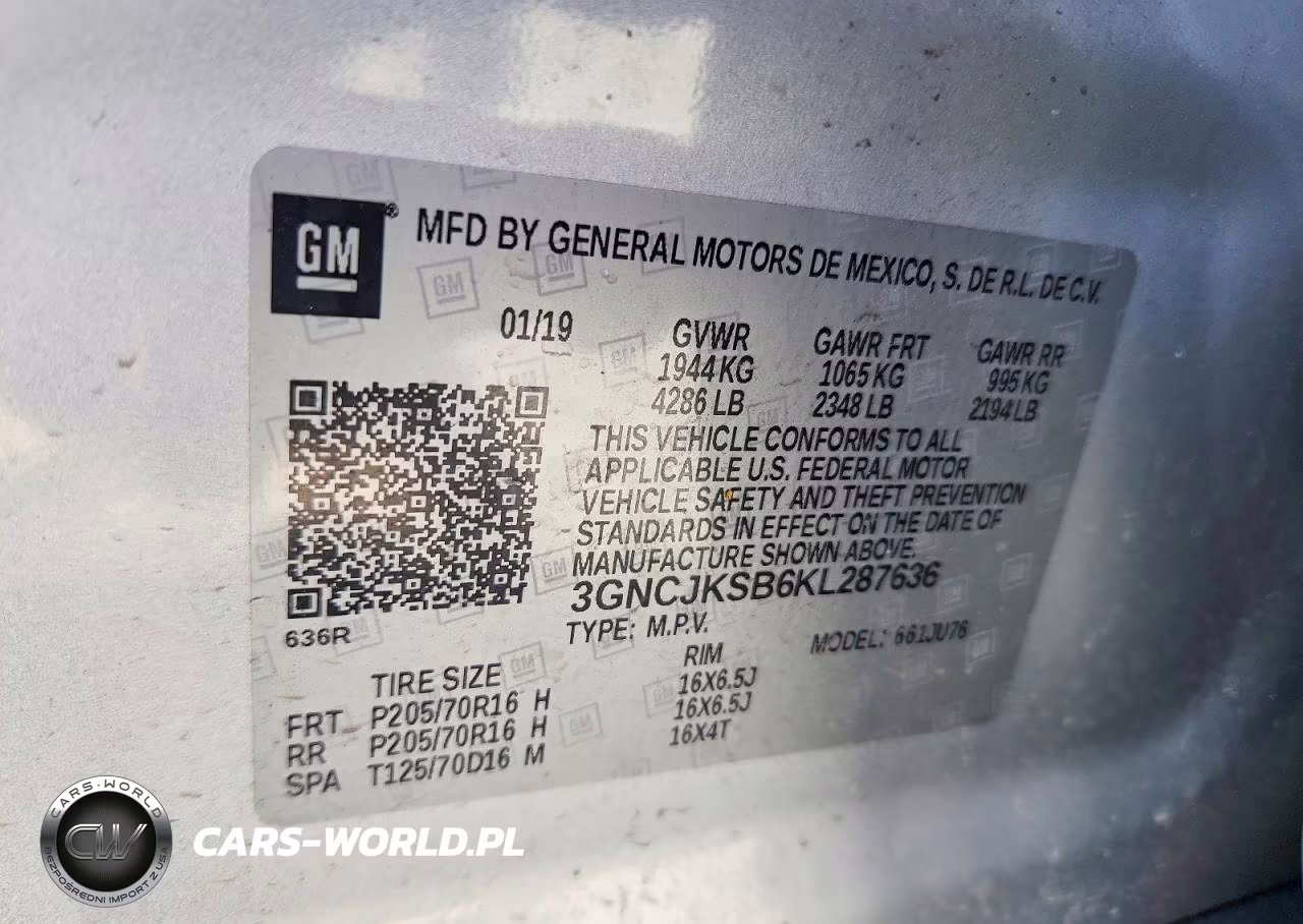 2019 Chevrolet Trax Ls VIN:3GNCJKSB6KL287636 - 12