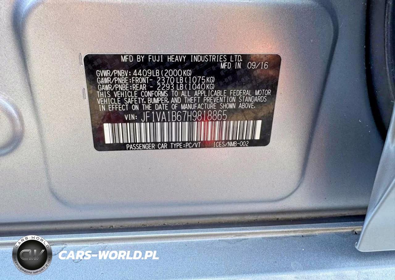 2017 Subaru Wrx VIN:JF1VA1B67H9818865 - 12