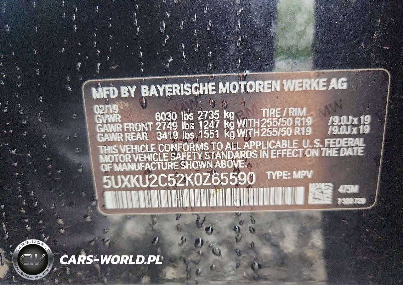 2019 BMW X6 xDrive35I VIN:5UXKU2C52K0Z65590 - 12