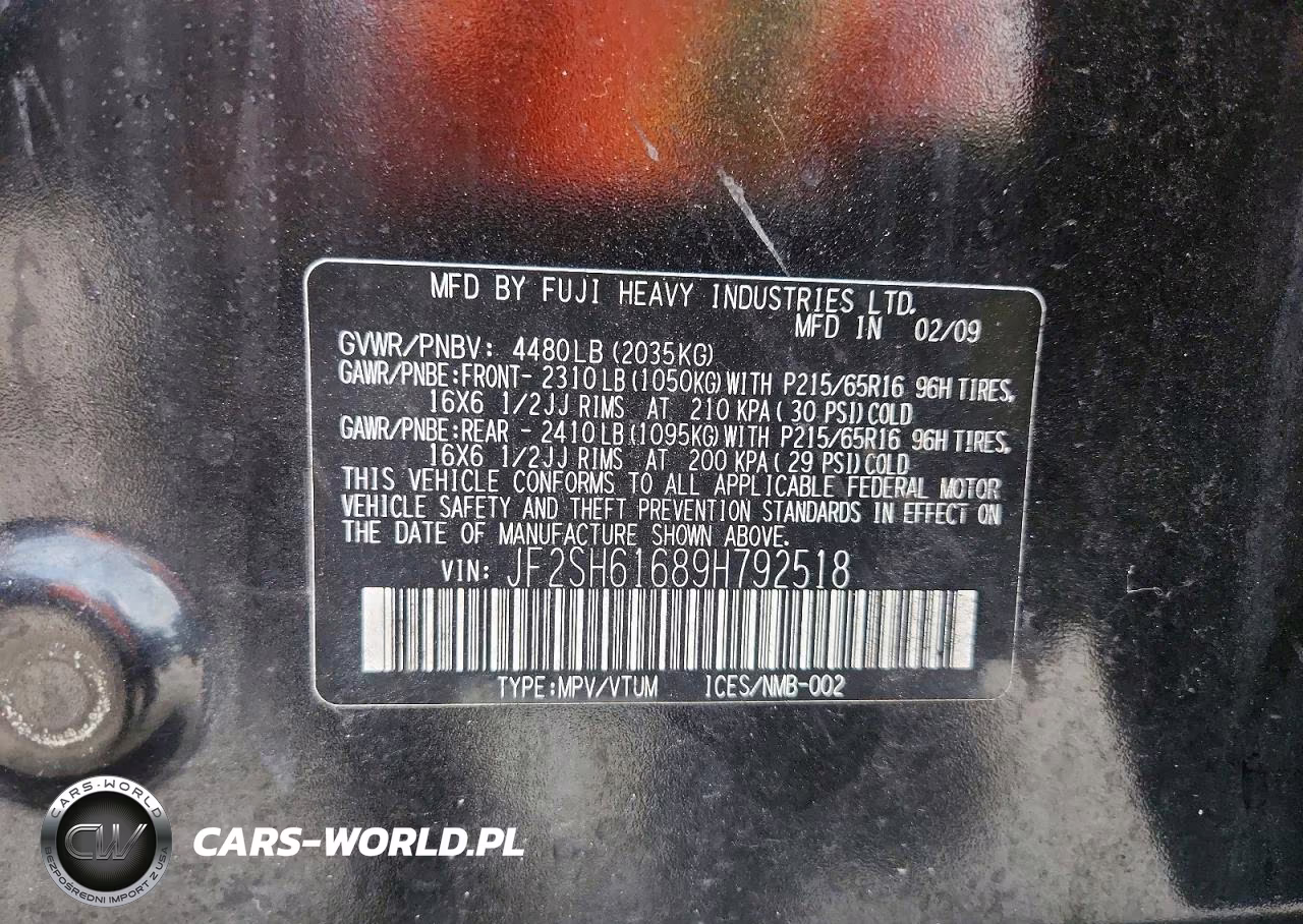 2009 Subaru Forester 2.5X VIN:JF2SH61689H792518 - 13