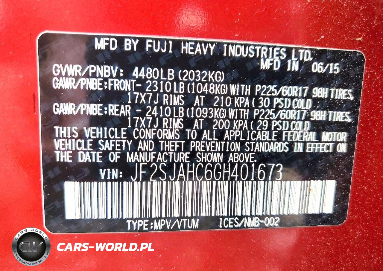 2016 Subaru Forester 2.5I Limited VIN:JF2SJAHC6GH401673 - 14