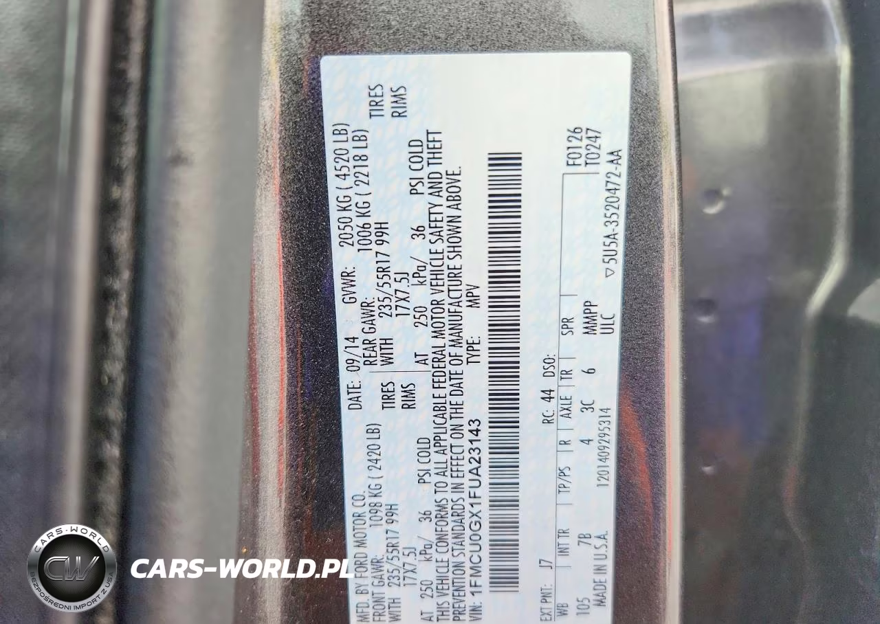 2015 Ford Escape Se VIN:1FMCU0GX1FUA23143 - 14