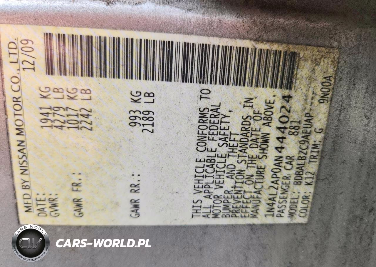 2010 Nissan Altima 2.5 VIN:1N4AL2AP0AN444024 - 12