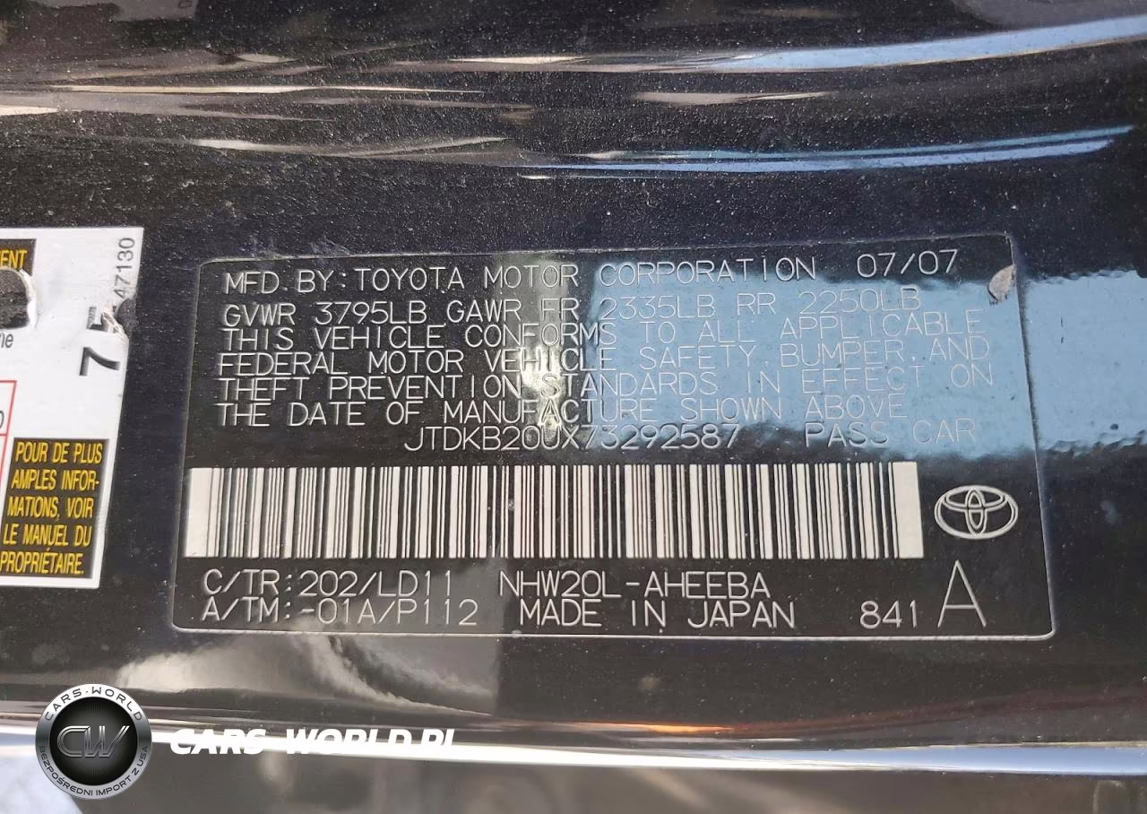 2007 Toyota Prius Base VIN:JTDKB20UX73292587 - 13