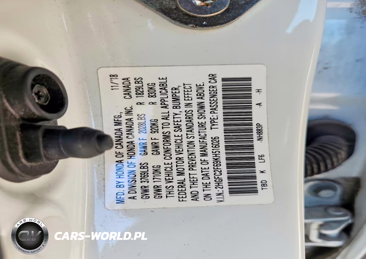 2019 Honda Civic Lx VIN:2HGFC2F69KH516026 - 12