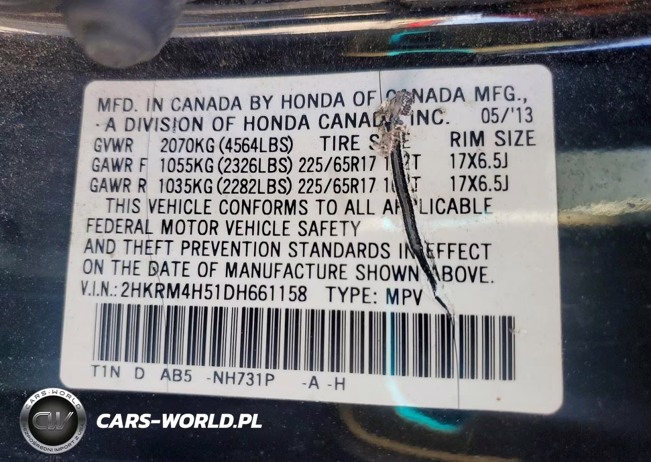 2013 Honda Cr-V Ex VIN:2HKRM4H51DH661158 - 13