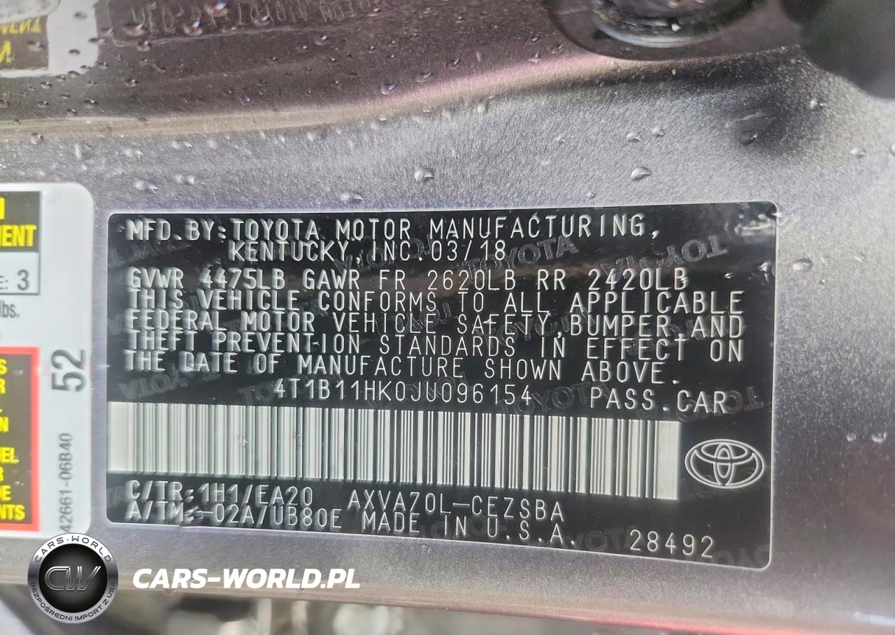 2018 Toyota Camry Se VIN:4T1B11HK0JU096154 - 12