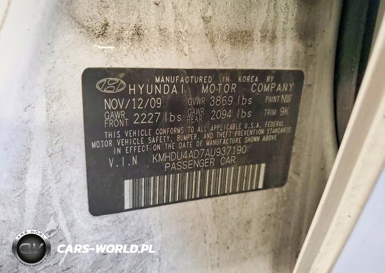 2010 Hyundai Elantra Gls VIN:KMHDU4AD7AU937190 - 12