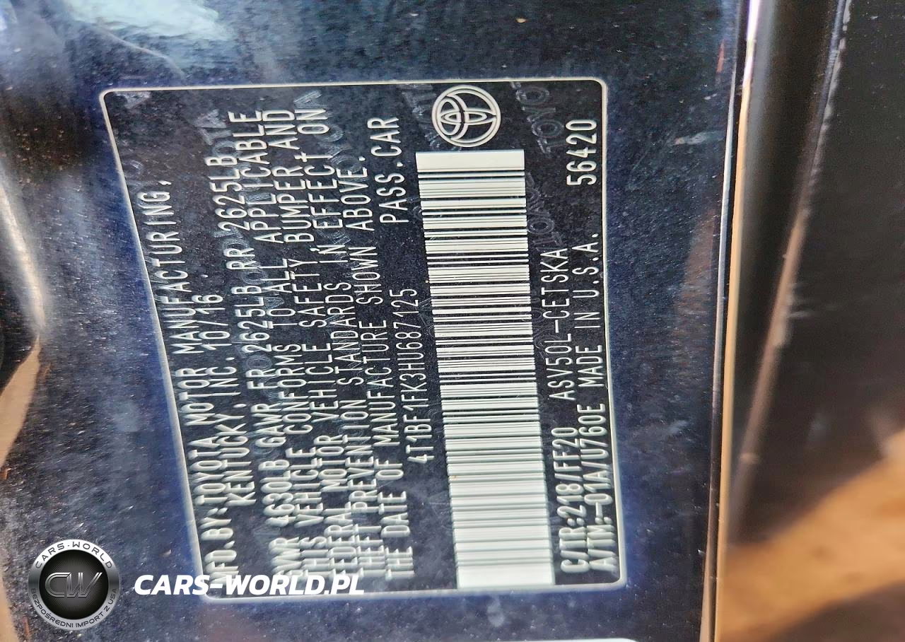 2017 Toyota Camry Se VIN:4T1BF1FK3HU687125 - 13