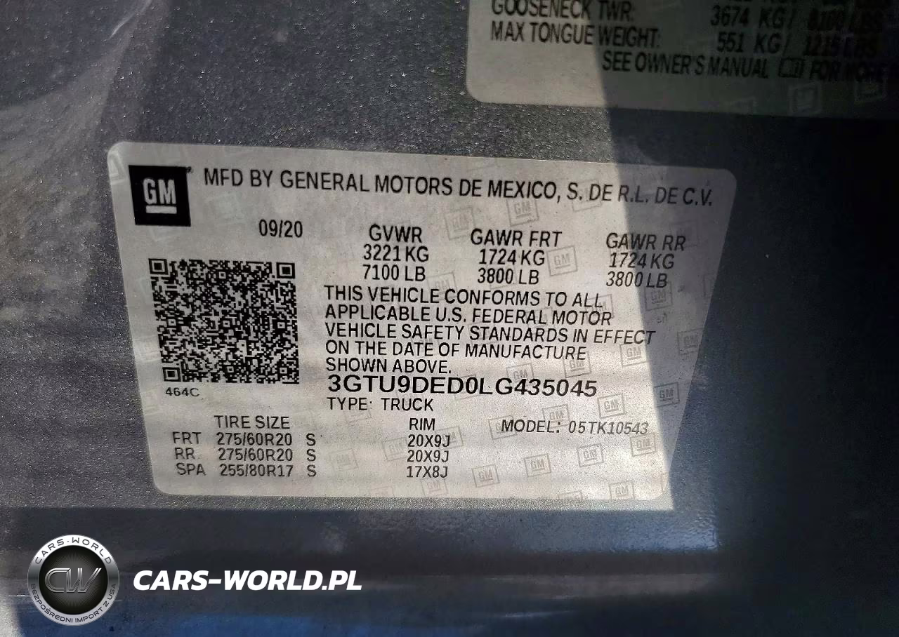 2020 GMC Sierra K1500 Slt VIN:3GTU9DED0LG435045 - 12