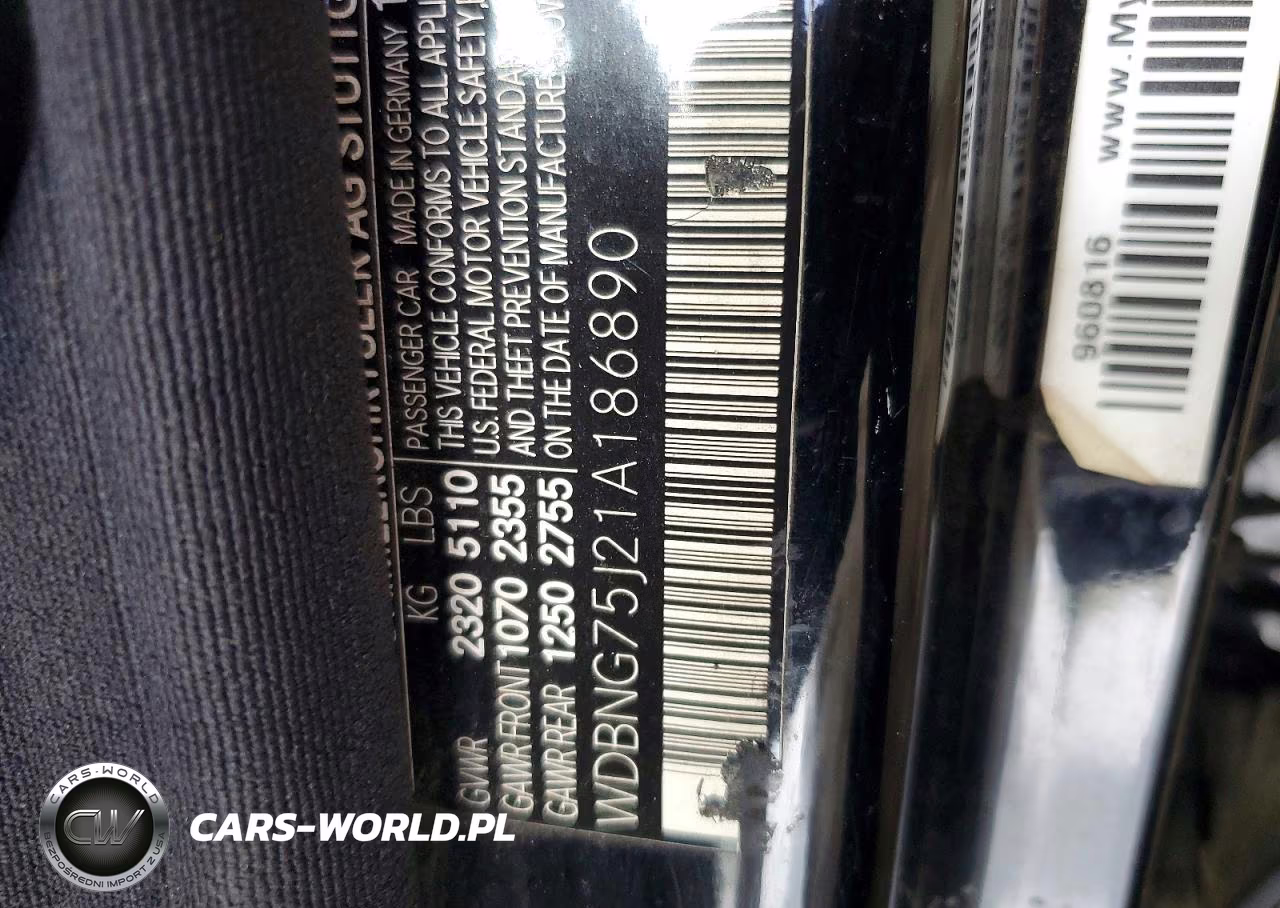 2001 Mercedes-Benz S 500 VIN:WDBNG75J21A186890 - 12