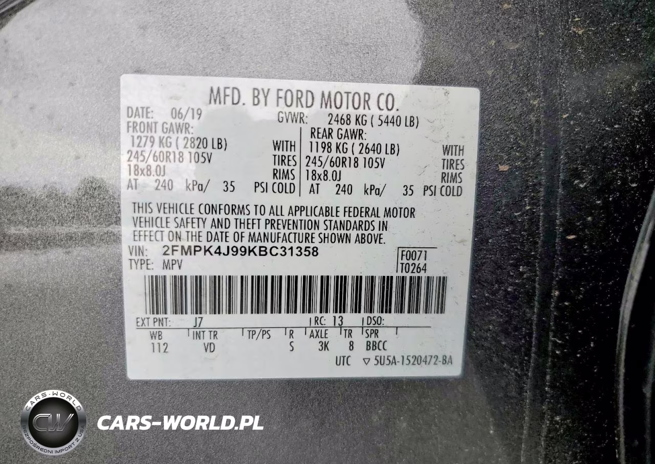 2019 Ford Edge Sel VIN:2FMPK4J99KBC31358 - 13