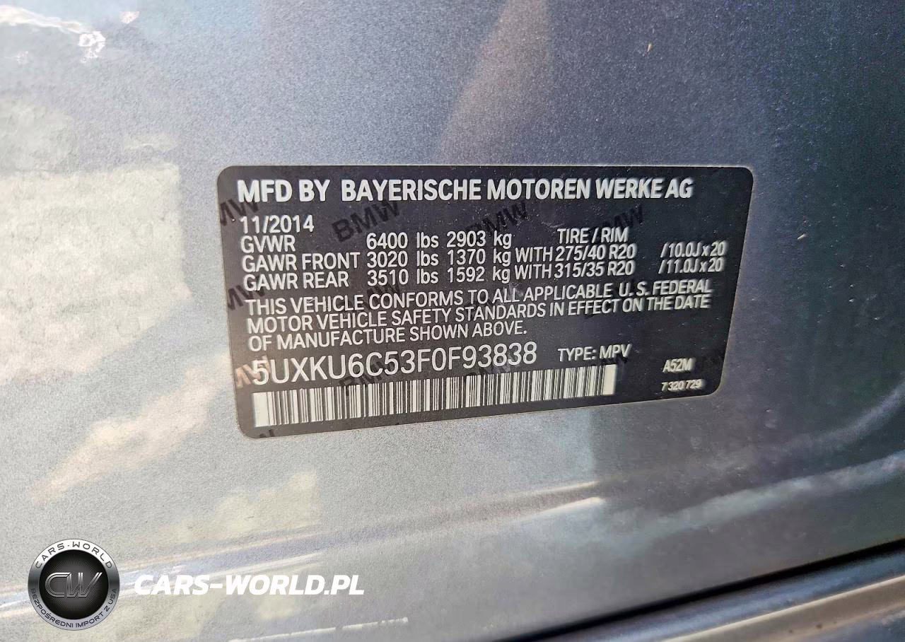 2015 BMW X6 xDrive50I VIN:5UXKU6C53F0F93838 - 13