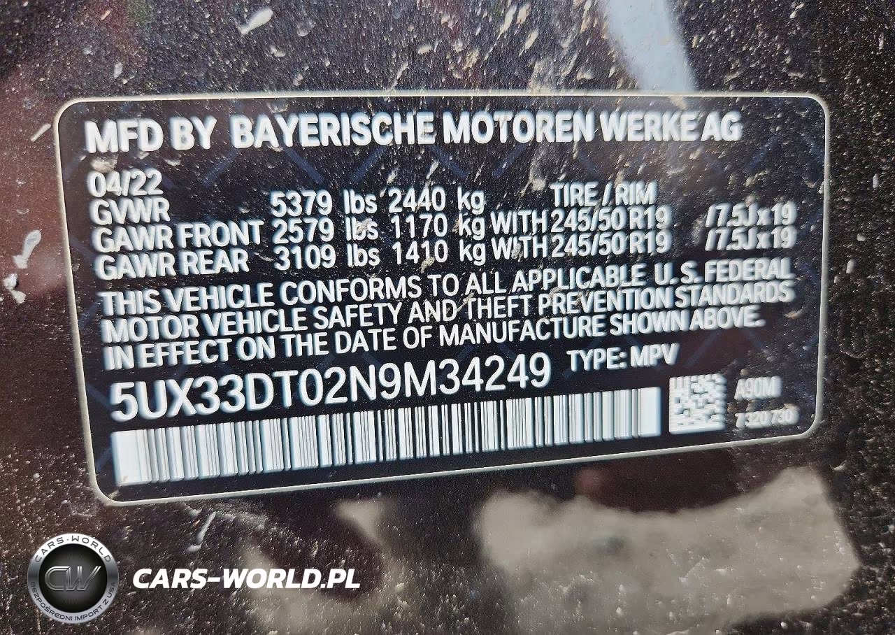 2022 BMW X4 xDrive30I VIN:5UX33DT02N9M34249 - 13