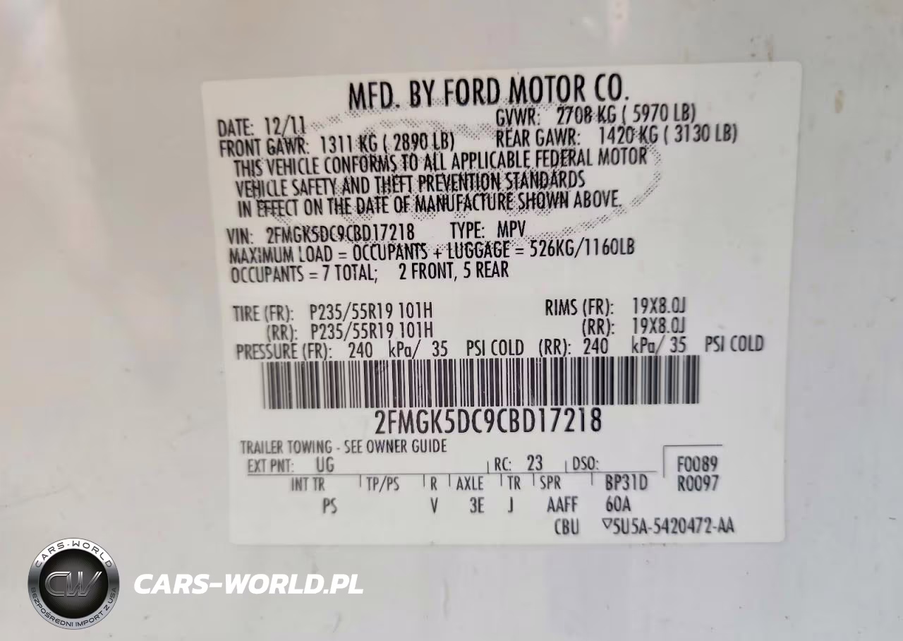 2012 Ford Flex Limited VIN:2FMGK5DC9CBD17218 - 13