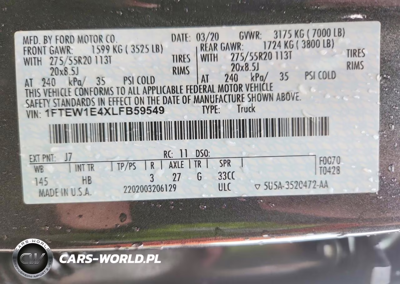 2020 Ford F150 Supercrew VIN:1FTEW1E4XLFB59549 - 12