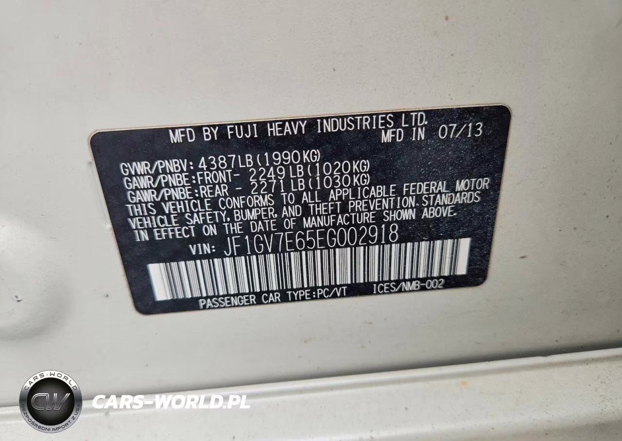 2014 Subaru Impreza Wrx VIN:JF1GV7E65EG002918 - 12