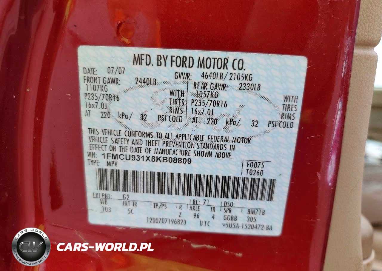 2008 Ford Escape Xlt VIN:1FMCU931X8KB08809 - 13