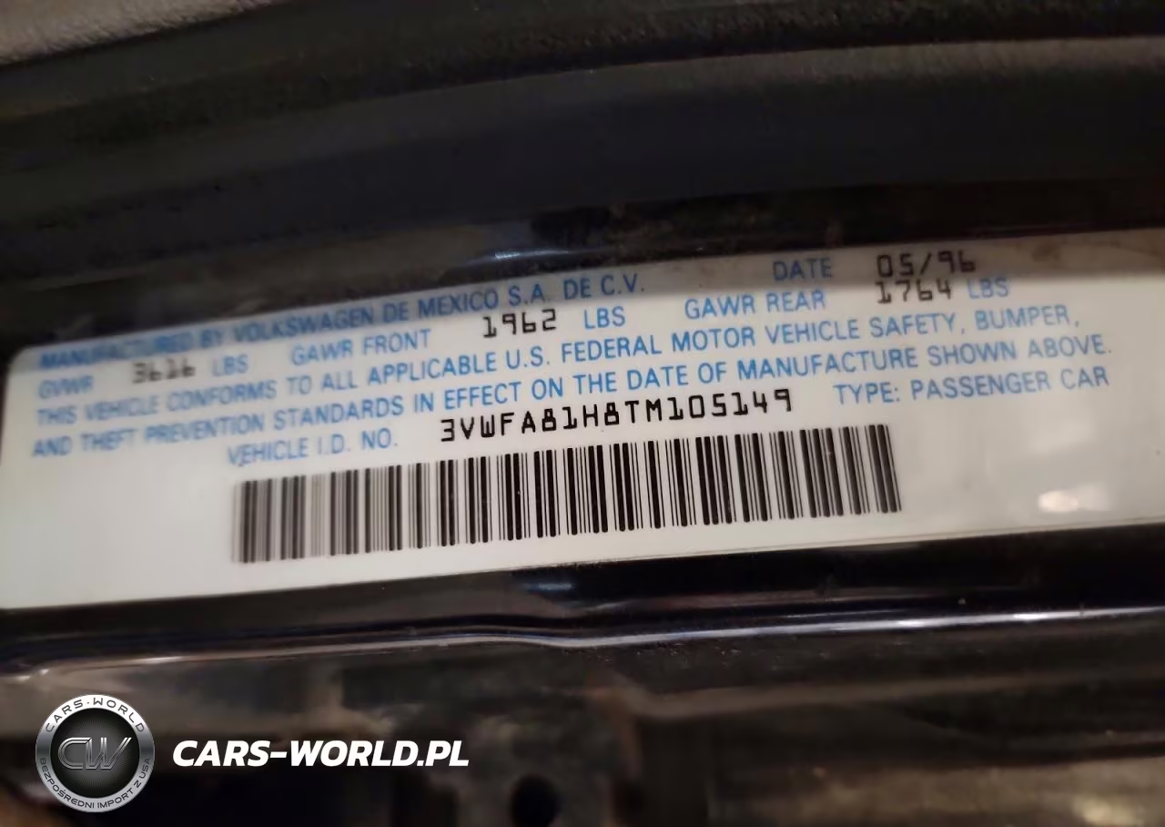 1996 Volkswagen Golf Gl VIN:3VWFA81H8TM105149 - 12