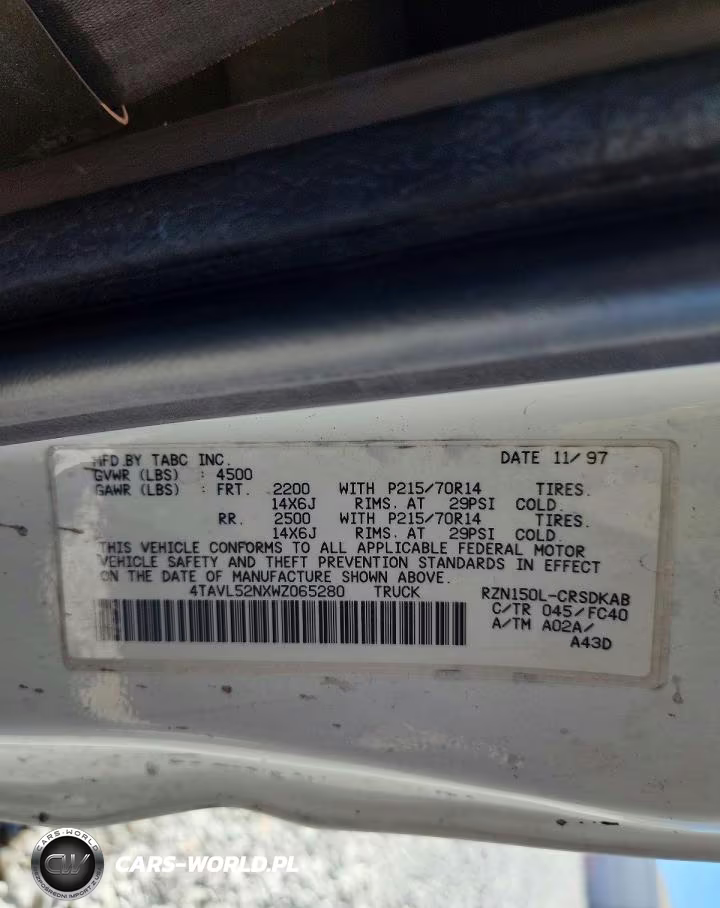 1998 Toyota Tacoma Base VIN:4TAVL52NXWZ065280 - 12