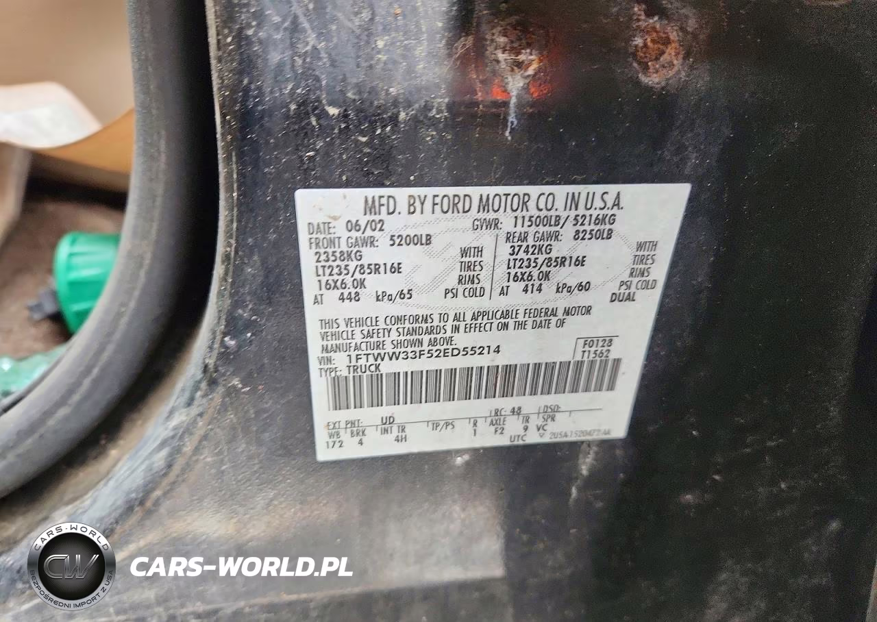 2002 Ford F350 Super Duty VIN:1FTWW33F52ED55214 - 13