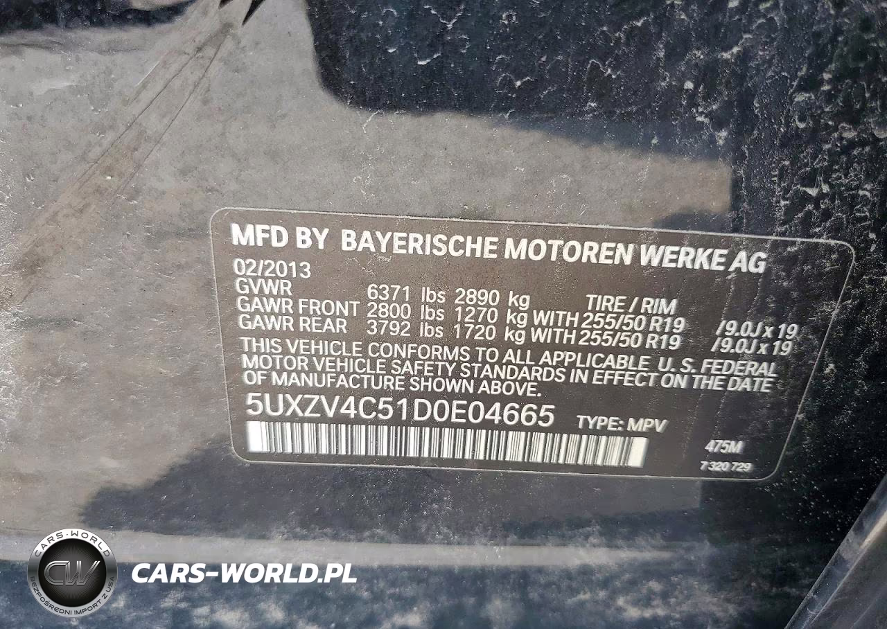 2013 BMW X5 xDrive35I VIN:5UXZV4C51D0E04665 - 13
