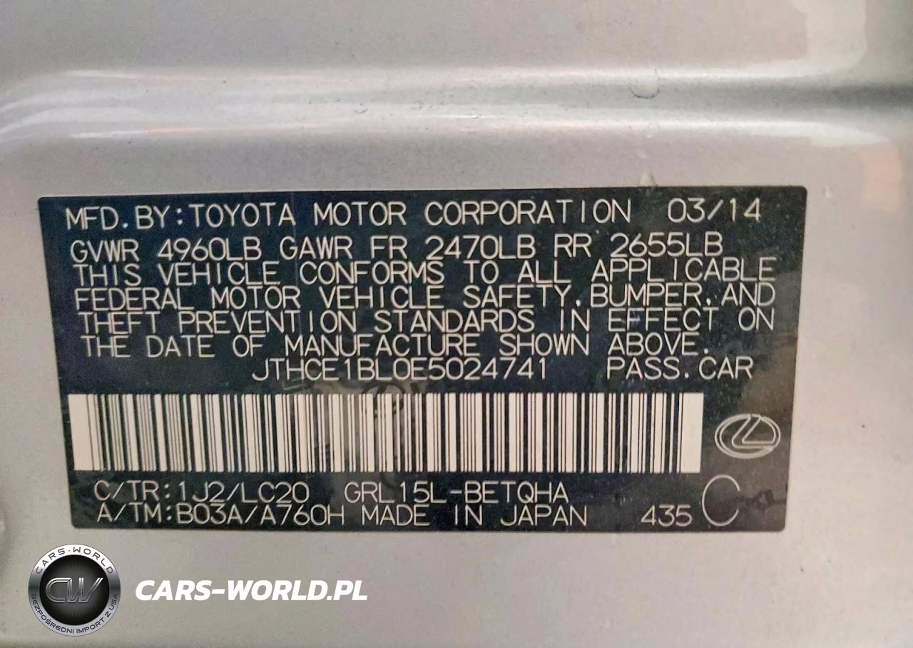 2014 Lexus Gs 350 VIN:JTHCE1BL0E5024741 - 13