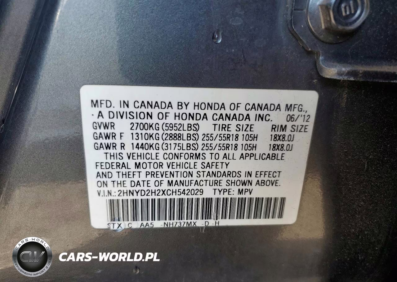 2012 Acura Mdx VIN:2HNYD2H2XCH542029 - 13