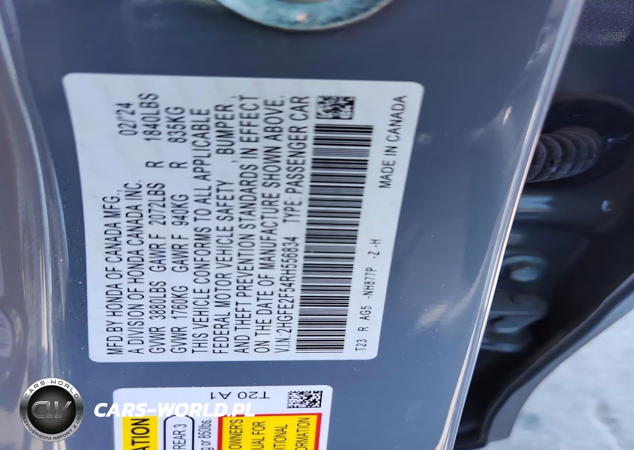 2024 Honda Civic Sport VIN:2HGFE2F54RH556834 - 13