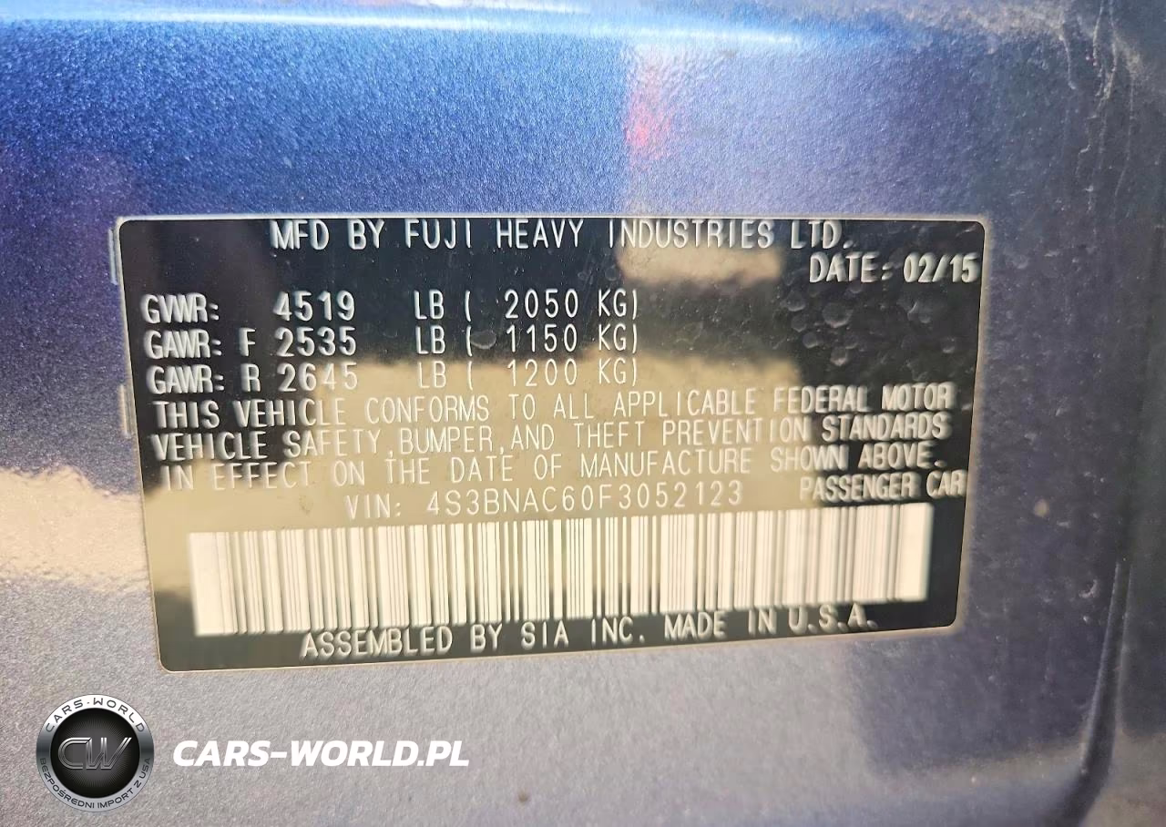 2015 Subaru Legacy 2.5I Premium VIN:4S3BNAC60F3052123 - 13