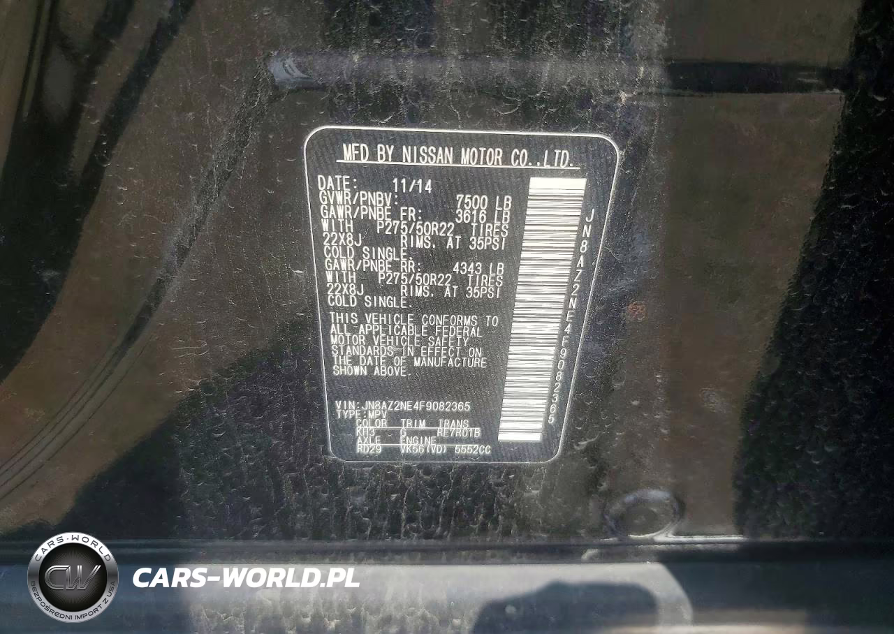 2015 Infiniti Qx80 Base VIN:JN8AZ2NE4F9082365 - 13