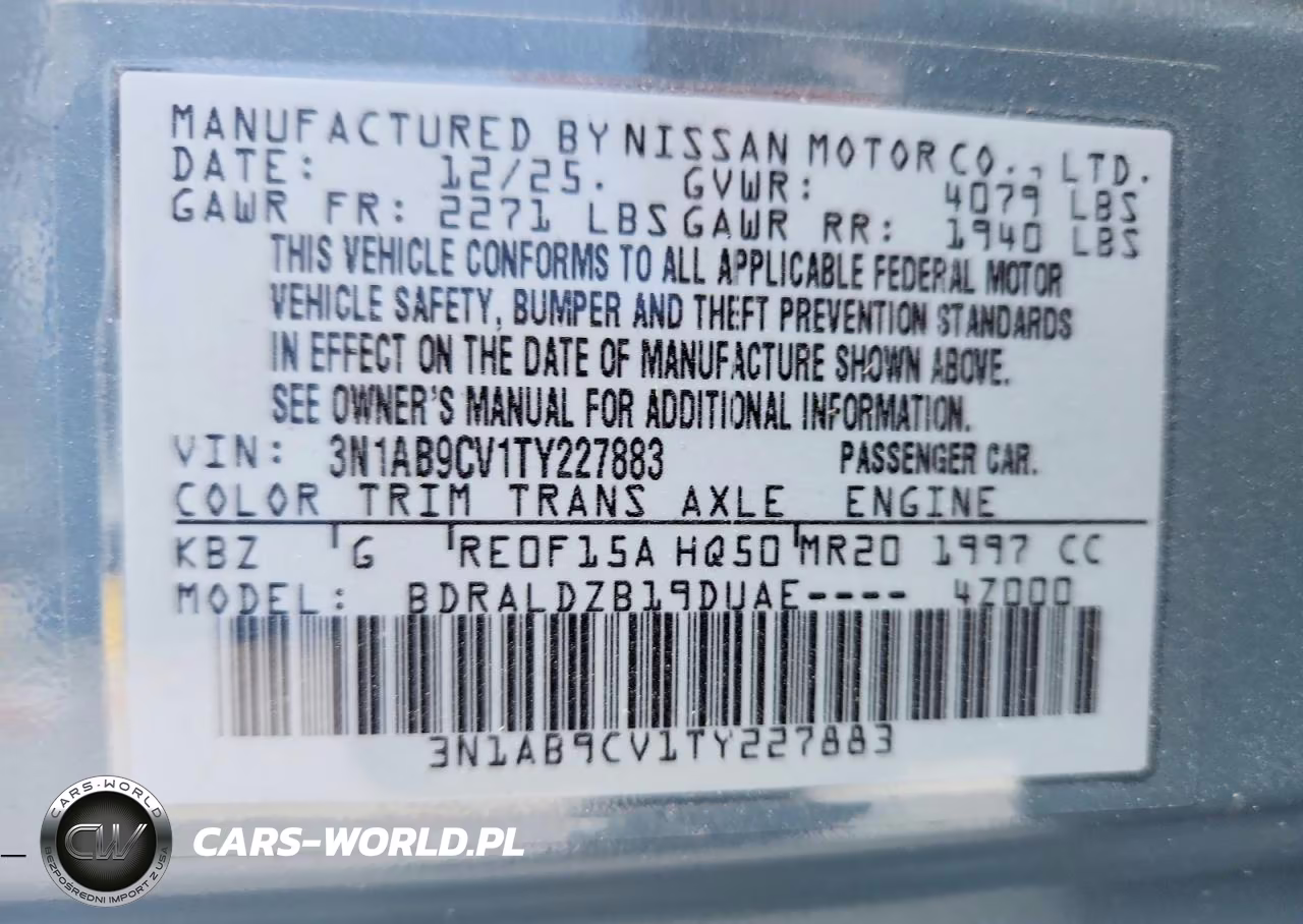 2026 Nissan Sentra Sv VIN:3N1AB9CV1TY227883 - 12