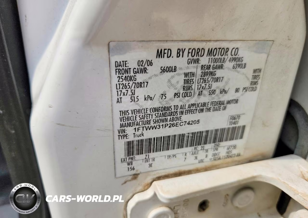 2006 Ford F350 Srw Super Duty VIN:1FTWW31P26EC74205 - 12