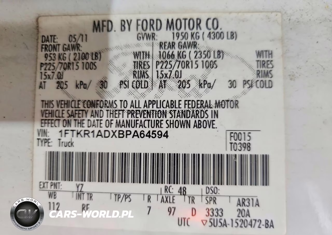 2011 Ford Ranger VIN:1FTKR1ADXBPA64594 - 12