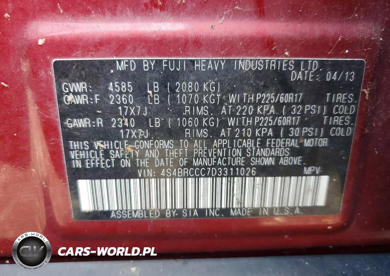 2013 Subaru Outback 2.5I Premium VIN:4S4BRCCC7D3311026 - 13