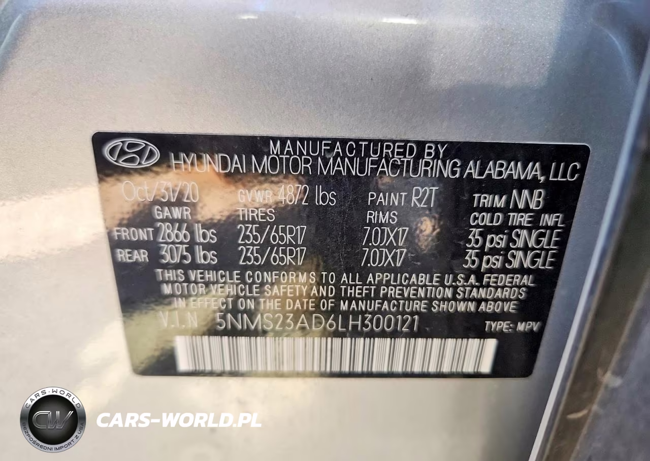2020 Hyundai Santa Fe Se VIN:5NMS23AD6LH300121 - 14