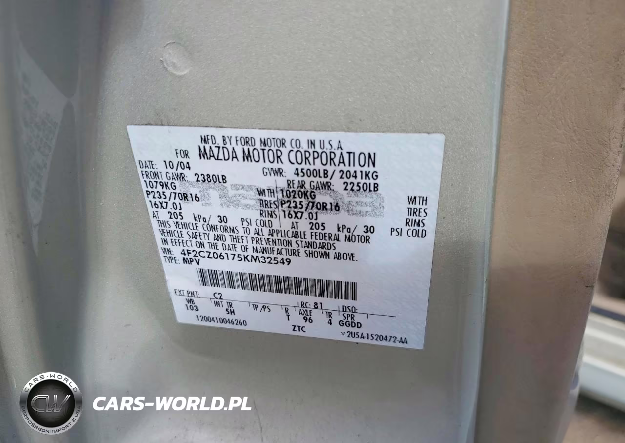 2005 Mazda Tribute S VIN:4F2CZ06175KM32549 - 13