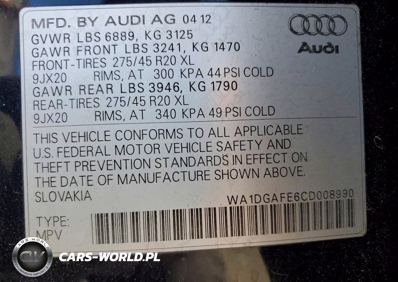2012 Audi Q7 Prestige VIN:WA1DGAFE6CD008990 - 13