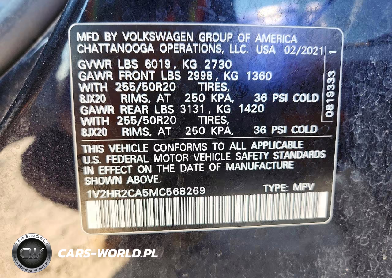 2021 Volkswagen Atlas Se VIN:1V2HR2CA5MC568269 - 13
