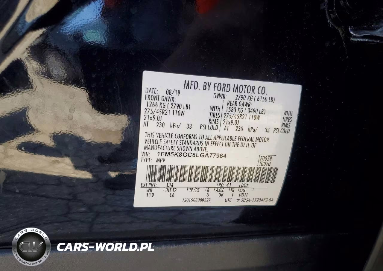 2020 Ford Explorer St VIN:1FM5K8GC8LGA77964 - 13