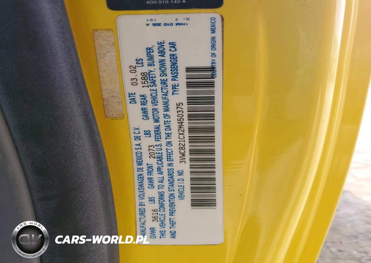 2002 Volkswagen New Beetle Gls VIN:3VWCB21CX2M450375 - 12
