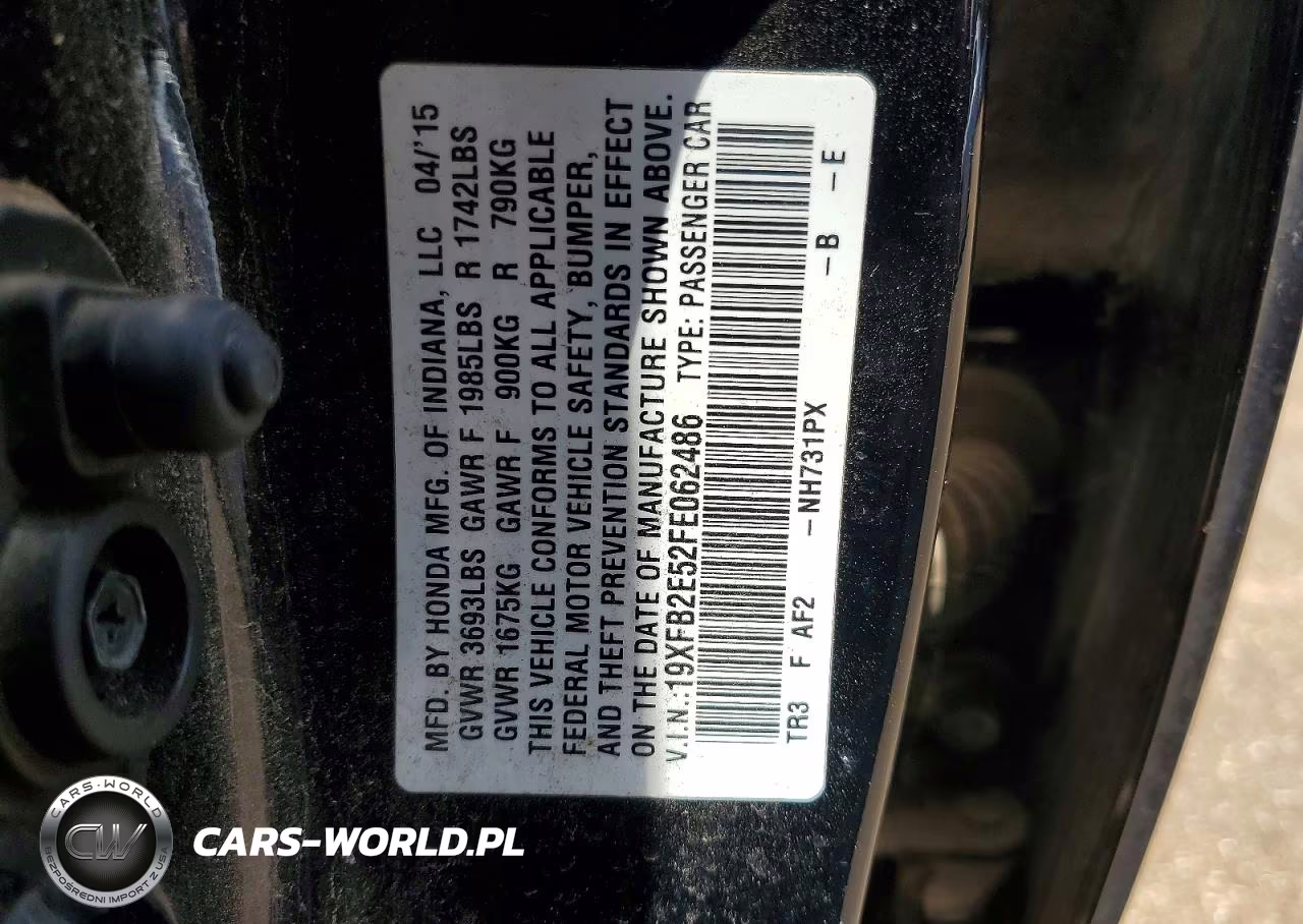 2015 Honda Civic Lx VIN:19XFB2E52FE062486 - 12