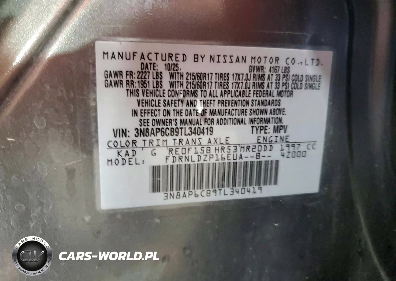 2026 Nissan Kicks Sv VIN:3N8AP6CB9TL340419 - 12