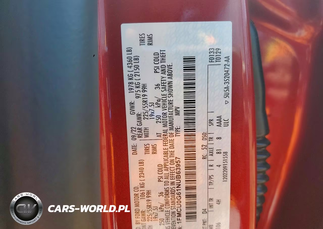 2022 Ford Escape Se VIN:1FMCU0G61NUB63957 - 12