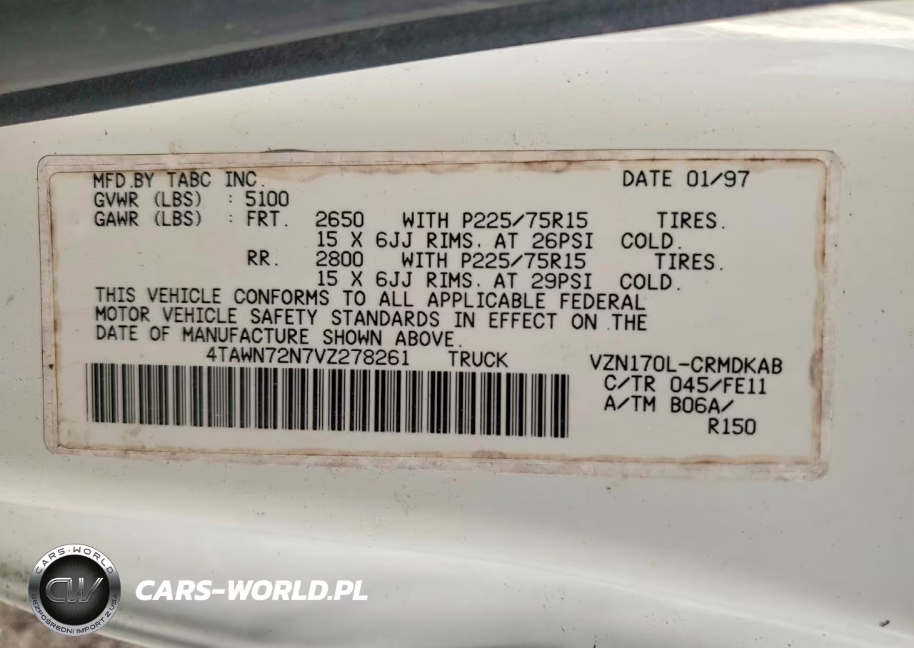1997 Toyota Tacoma V6 VIN:4TAWN72N7VZ278261 - 12