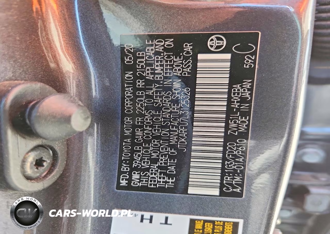 2020 Toyota Prius Le VIN:JTDKARFU7L3125326 - 12