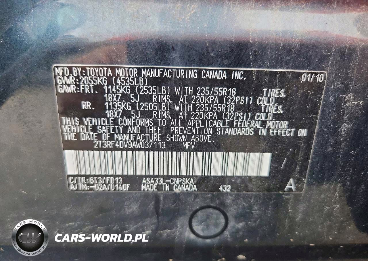 2010 Toyota Rav4 Sport VIN:2T3RF4DV9AW037113 - 13