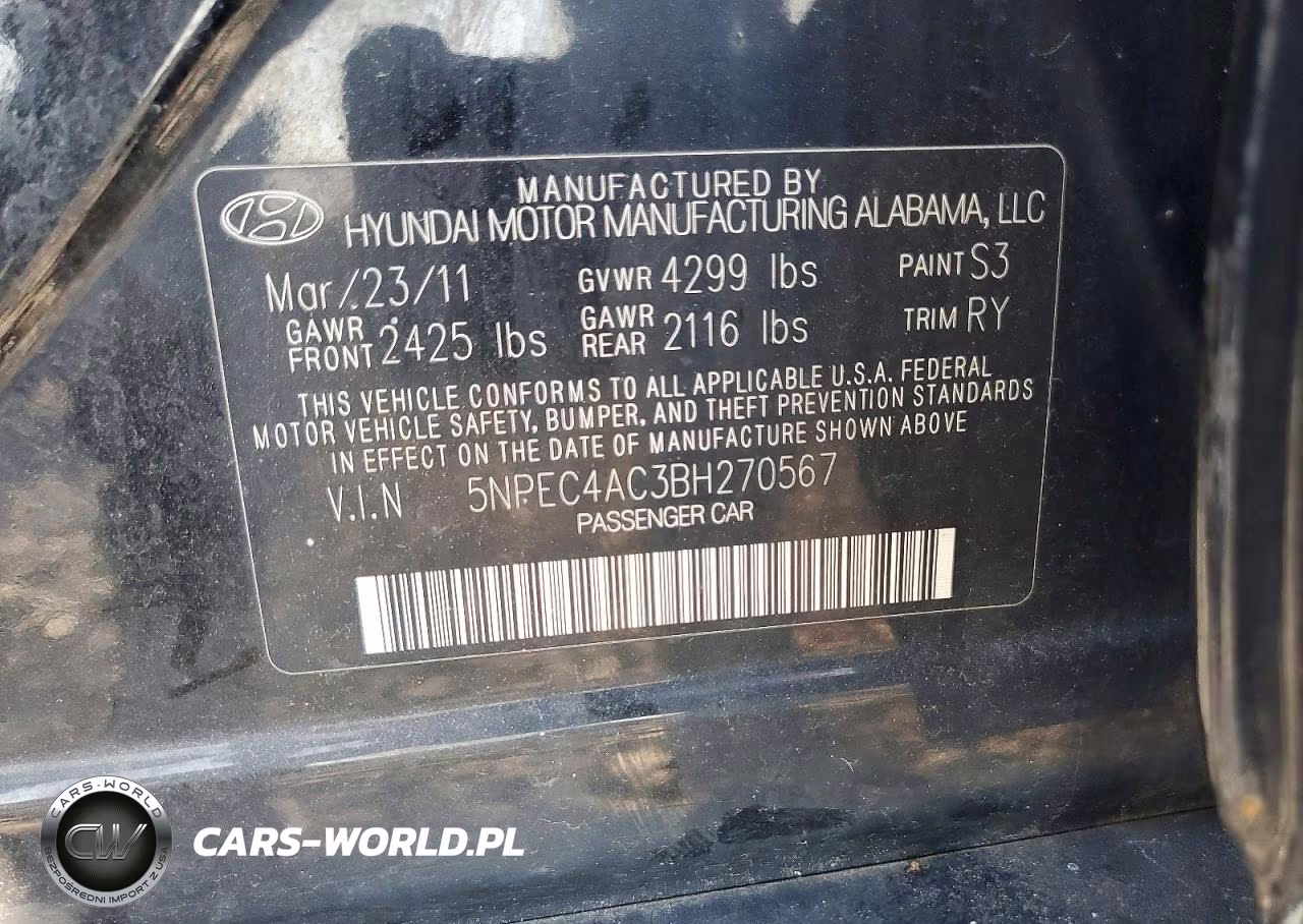 2011 Hyundai Sonata Limited VIN:5NPEC4AC3BH270567 - 12