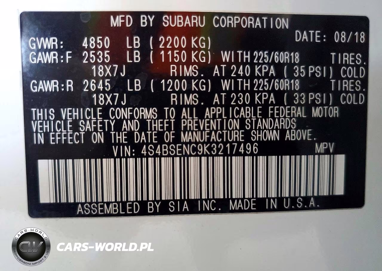 2019 Subaru Outback 3.6R Limited VIN:4S4BSENC9K3217496 - 13
