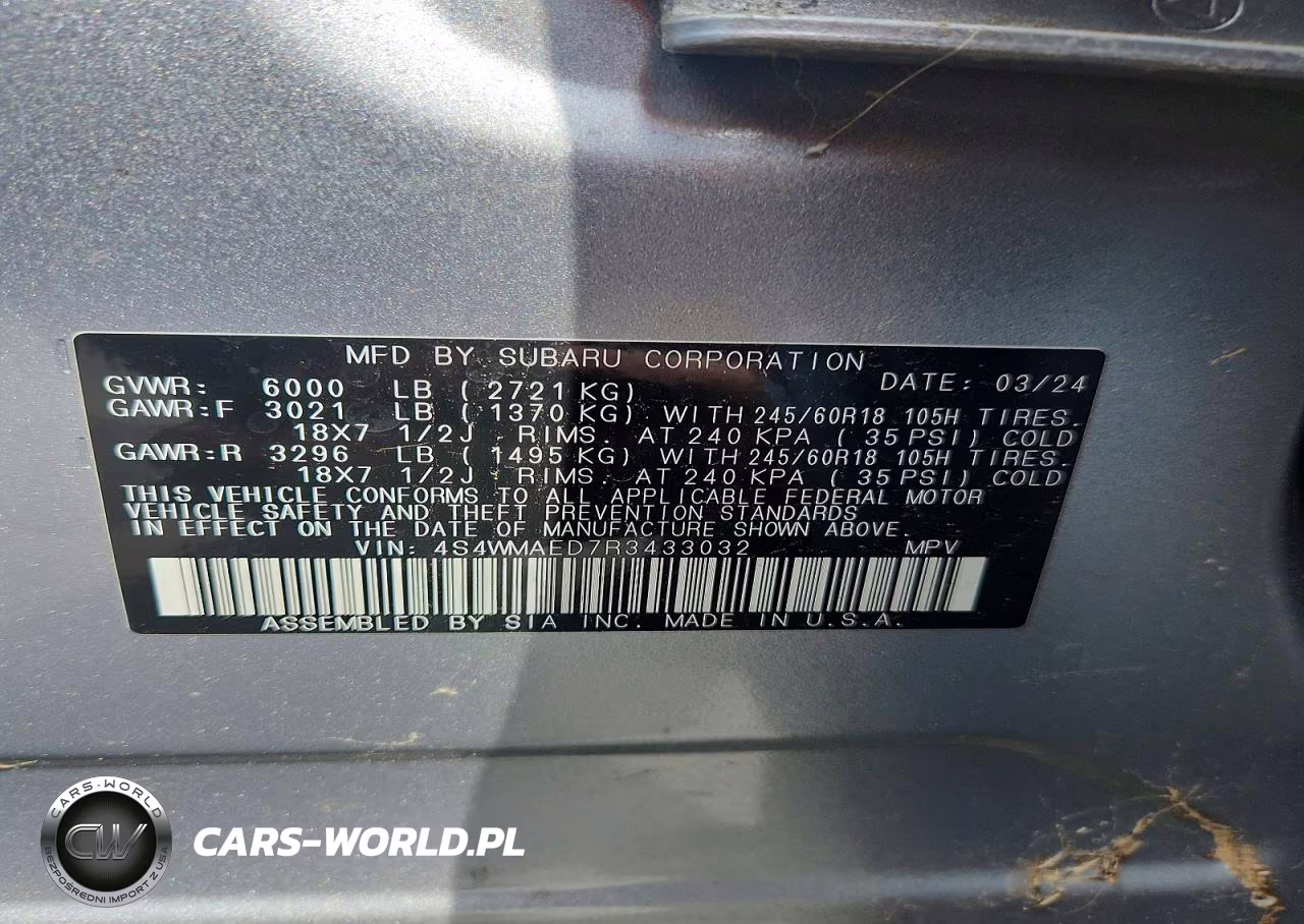 2024 Subaru Ascent Premium VIN:4S4WMAED7R3433032 - 13